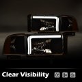 G-plus Headlight Head Lamps Compatible With 1994-2001 Dodge Ram 1500 1994-2002 2500 3500 Clear Lens Black Housing Amber