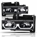 Amerilite Replacement Halogen Headlights Led Halo Bar For Chevy Gmc Fullsize Truck Suv Passenger And Driver Side Vehicle Light