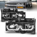 Amerilite Replacement Halogen Headlights Led Halo Bar For Chevy Gmc Fullsize Truck Suv Passenger And Driver Side Vehicle Light 