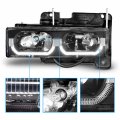 Amerilite Replacement Halogen Headlights Led Halo Bar For Chevy Gmc Fullsize Truck Suv Passenger And Driver Side Vehicle Light