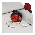 Bling Sunglass Holder For Car Sun Visor Crystal Rhinestone Eyeglass Hanger With Magnetic Leather Mount And Ticket Card Clip Red 
