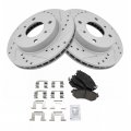 Brake Pads And Coated Rotors Set Front With Drilled Slotted Ceramic Posi-quiet Mechanics Choice For 1997-1998 Nissan 240sx