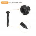 Uxcell 2 X 9 16 Phillips Pan Head Self-tapping Screw 100pcs 304 Stainless Steel Round Wood Full Thread Black