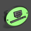 Ipick Image Made For Jeep Wrangler 3d Logo Glow In The Dark Luminescent Oval Billet Aluminum 2 Inch Tow Hitch Cover