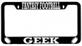 Fantasy Football Geek Black Metal License Plate Frame 