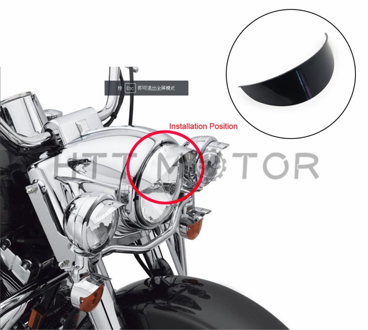 Httmt For Chopper Bobber H-d 7 Headlight Visor Bulb Trim Ring Cover Custom Motorcyle