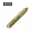 Uxcell M6 Hanger Bolts Length 1-5 8 40mm Double Headed Self-tapping Screw 6mm Wood Joint Furniture Legs 40pcs