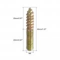 Uxcell M6 Hanger Bolts Length 1-5 8 40mm Double Headed Self-tapping Screw 6mm Wood Joint Furniture Legs 40pcs