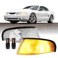 Usr 94-98 Mustang Clear Corner Light With X2 Led Amber Bulbs Upgrade A 2 Piece Turn Signal Lamps Left Right For 1994-1998 Ford 
