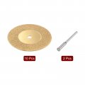 Harfington 10pcs Diamond Cutting Wheel 35mm Titanium Coatings Replacement Cut Off Wheel Blades With 2pcs 3mm Mandrel For Rotary