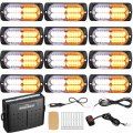 12 Piece Led Emergency Strobe Light Kit For Vehicles Amber Flush Mount Hazard Warning Lights With Control Box Truck Car And 
