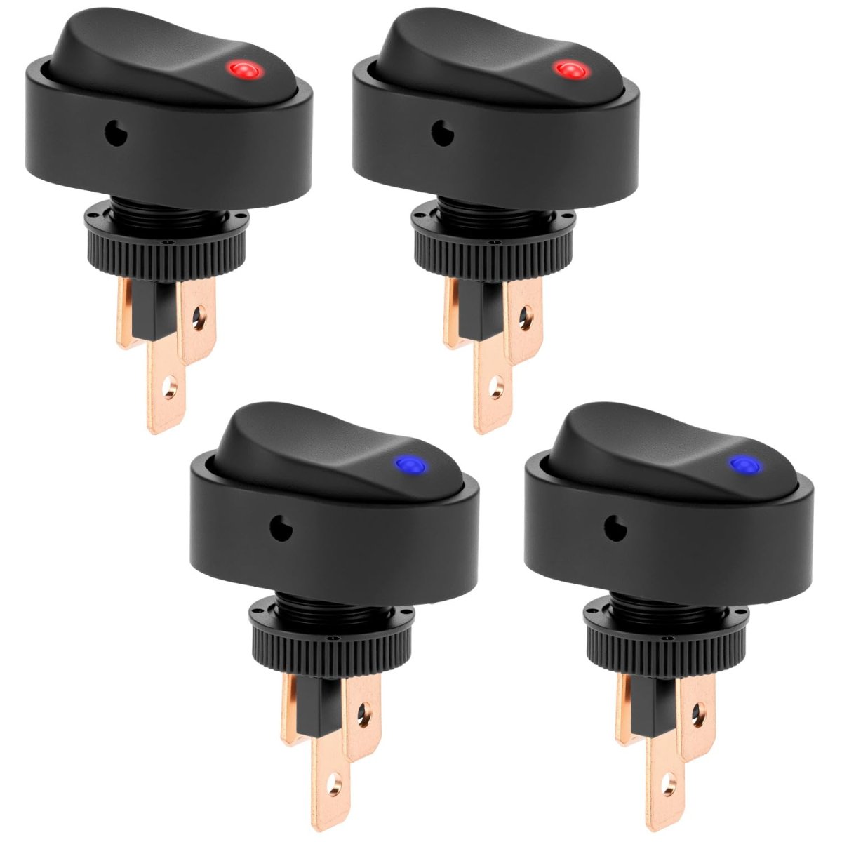 Toggle Switch 12v 30a Oval Rocker With Red And Blue Led Light Pack Of 4 3 Pin On Off Switches