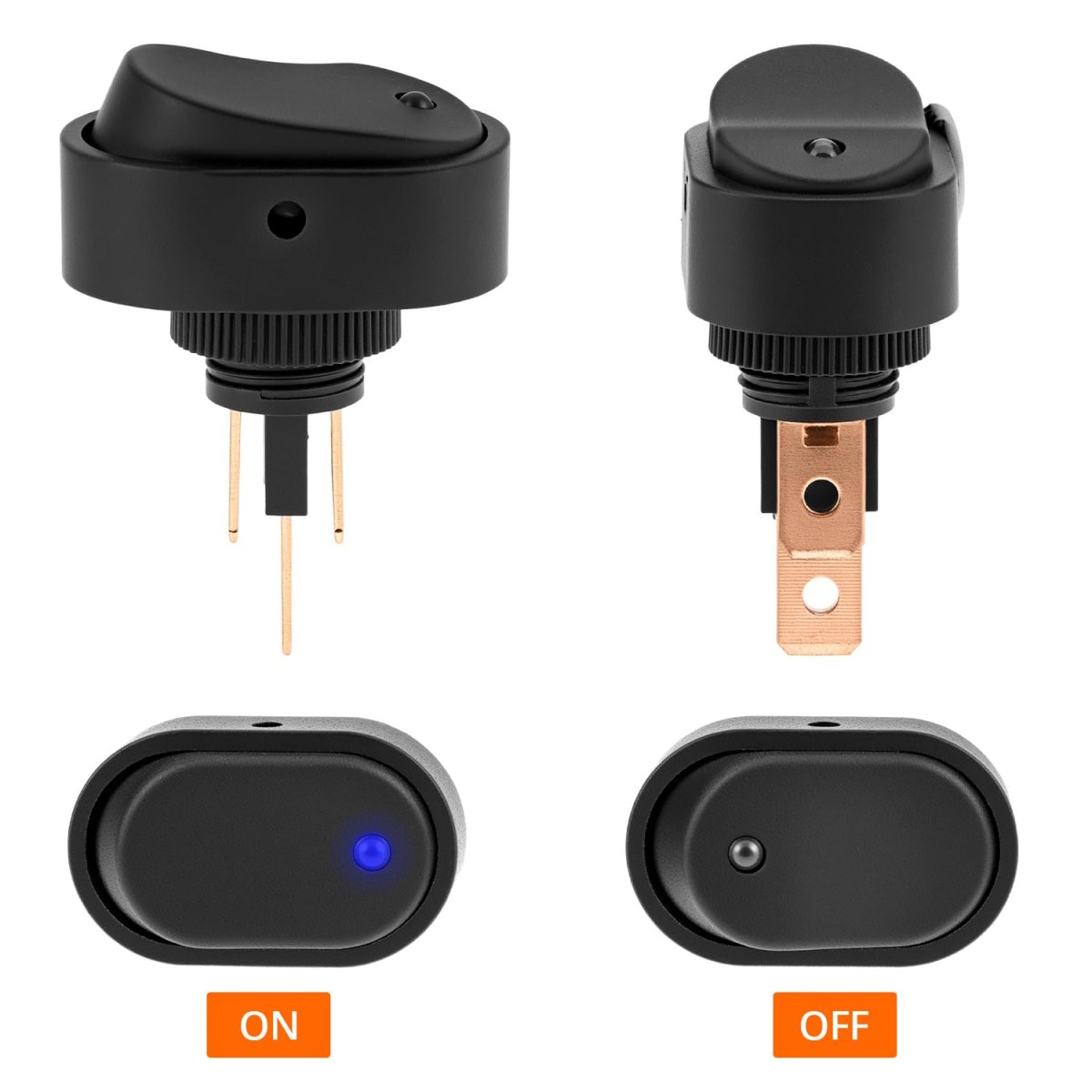 Toggle Switch 12v 30a Oval Rocker With Red And Blue Led Light Pack Of 4 3 Pin On Off Switches