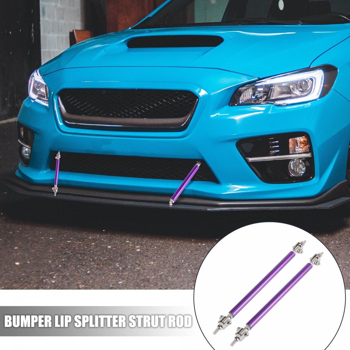 2pcs 9 -11 Car Adjustable Front Bumper Lip Splitter Strut Tie Rod Bar Universal Purple