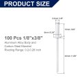 100pcs 1 8 X3 Aluminum Blind Rivets Grip And Steel Mandrel Dome Head Long Split For Metal Furniture Automotive White