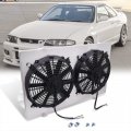 Ajp Distributors Upgrade Jdm Manual Mt Transmisson Aluminum Radiator Dual 12 Cooling Blade Fan Shroud Cover Set Kit Compatible 