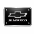 Ipick Image Made For Chevrolet Silverado 3d Black Logo On Billet Aluminum 2-inch Tow Hitch Cover