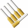 Sa-5 5pcs Tungsten Carbide Burr Tin Rotary File Cylindrical Shape Double Cut For Die Grinder Drill Bits 1 4 Inch Diameter Of 