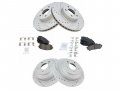 Front Ceramic Brake Pads And Cross Drilled Slotted Rotor Kit Compatible With 2004-2007 Subaru Impreza 2 5l H4 