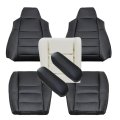 7pcs Driver Passenger Side Bottom Top Replacement Seat Cover Foam Armrests Black For F250 F350 F450 F550 Lariat Super Duty Xlt 