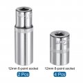 Uxcell 6-point Shallow Socket 1 4 Drive 4pcs 12mm 2pcs Deep Cr-v Metric For Diy Hand-making Repair Automotive