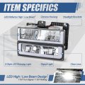 Auto Dynasty 4pcs U-led Drl Composite Headlights Assembly And Bumper Lamps Compatible With Chevy Gmc Tahoe Blazer C K Suburban