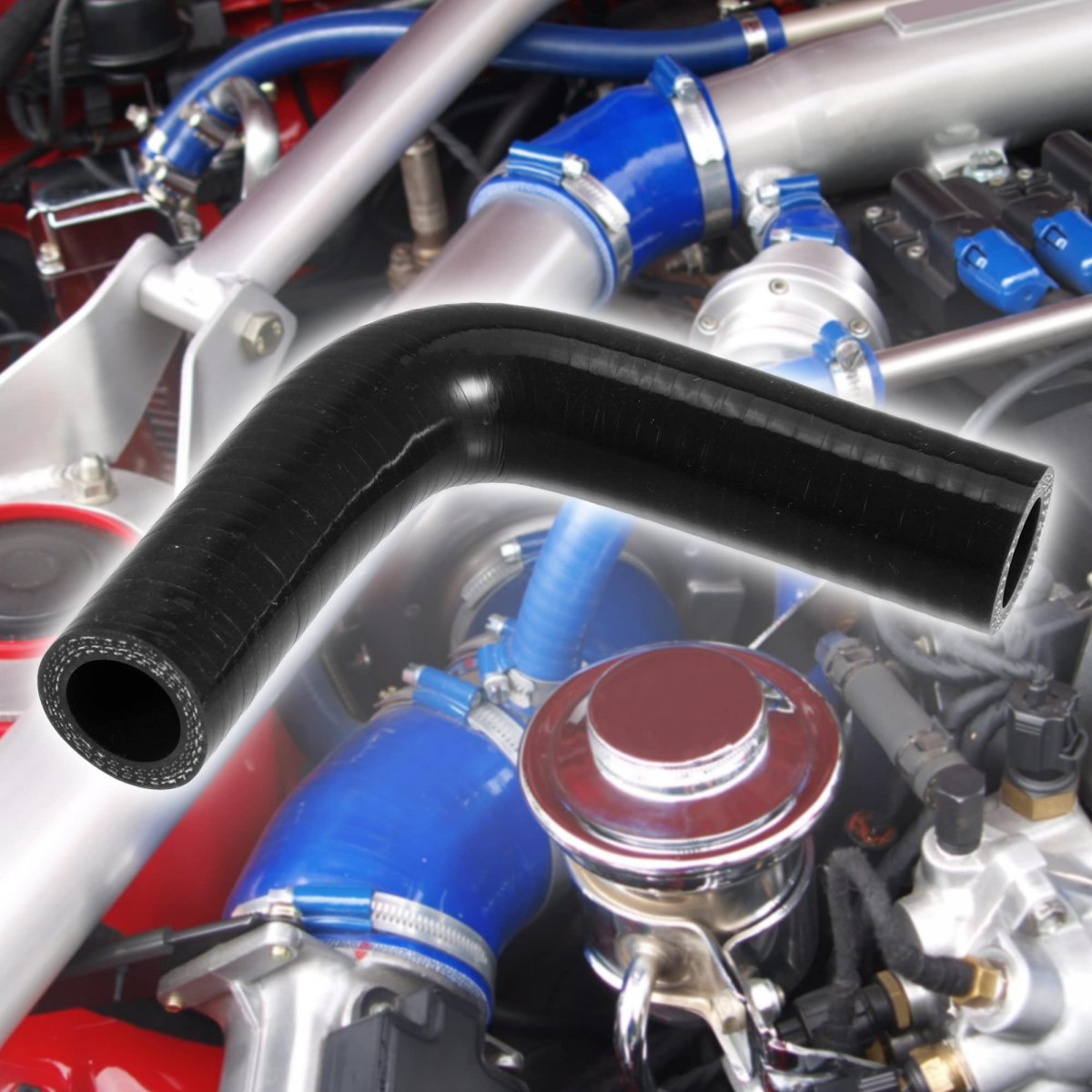 1 Set 19mm 0 75 Id 90 Degree Elbow Engine Silicone Hose Black