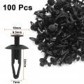 Uxcell 100pcs Black Plastic Rivets Fastener Retainer Push Type Clips 7mm For Car