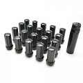 24 Pieces Black Close End Acorn Xl Long Tall Spline Lug Nuts 14x2 0 Thread With Socket Key Conical Cone Seat For Truck 