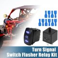 X Autohaux Blue Led 7 Pin Turn Signal Switch With 3 Adjustable Flasher Relay Way On-off-on Rocker Blinker For At Utv Motorcycle