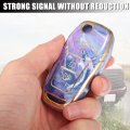 Uxcell 1pcs Key Fob Remote Control Cover Case 3 Button Full Protection Tpu Shell Purple For Ford F150 F250 2015-2018