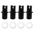 4 Pcs Black Inflatable Kayak Pump Adapter Paddle Board Air Hose Valve Nozzle Connectors