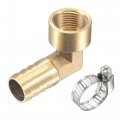 Brass Hose Barb Fitting Elbow 14mm X G3 8 Female Thread Right Angle Pipe Connector With Stainless Steel Clamp 