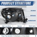 Fatcory Style Halogen Headlight Lamp Compatible With Toyota Tacoma Non Sport Package 2005-2011 Driver Left Side Chrome Housing