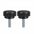 M8 X 20mm Metric Male Thread Knurled Clamping Knobs Grip Thumb Screw On Type Plastic Threaded Hand Bolt Black 2 Pcs 