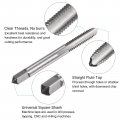 Uxcell Tap And Drill Bit Set 1 4-20 Unc Thread 3 16 Black Oxide Twist Straight Flute Tapping Threading Repair Tool Kit