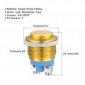 Uxcell Latching Metal Push Button Switch 16mm Mounting Dia 1no Spst Yellow Led Light High Round Head 1pcs