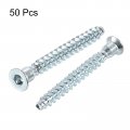 Uxcell Furniture Confirmat Screw 50pcs 6 3x50mm Hex Socket Woods Zinc Plated Countersunk Self-tapping Connecting Screw