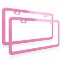 Pink Stainless Steel License Plate Frame 2 Pack Cute Barbie Metal Thin Frames With Screw Caps And Installation Kit For Car 