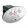 Personalized Custom 2 Lines Mr And Wedding Oval Tow Trailer Hitch Cover Plug Insert