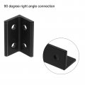Uxcell 2040 Aluminum Extrusion Profile Corner Bracket 4 Holes L-shape Black Right Angle Joint Connectors 2 Pcs