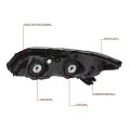 Auto Dynasty Headlights Assembly Bundle With Tool Kit For Honda Civic Sedan 12-15 Coupe 12-13 Driver And Passenger Side Black