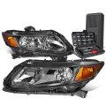 Auto Dynasty Headlights Assembly Bundle With Tool Kit For Honda Civic Sedan 12-15 Coupe 12-13 Driver And Passenger Side Black