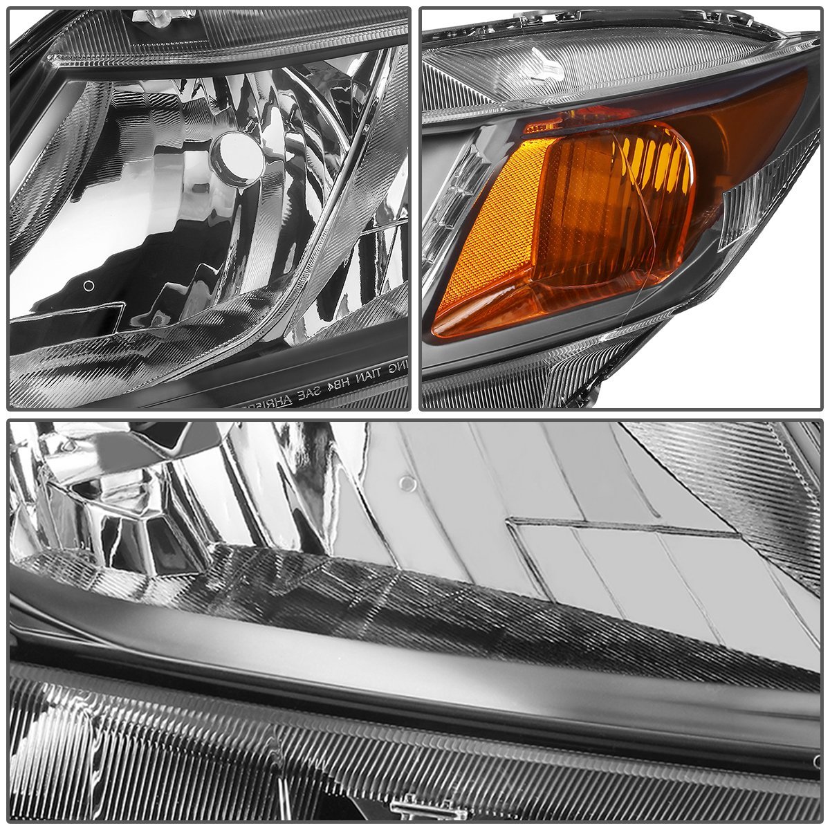 Auto Dynasty Headlights Assembly Bundle With Tool Kit For Honda Civic Sedan 12-15 Coupe 12-13 Driver And Passenger Side Black