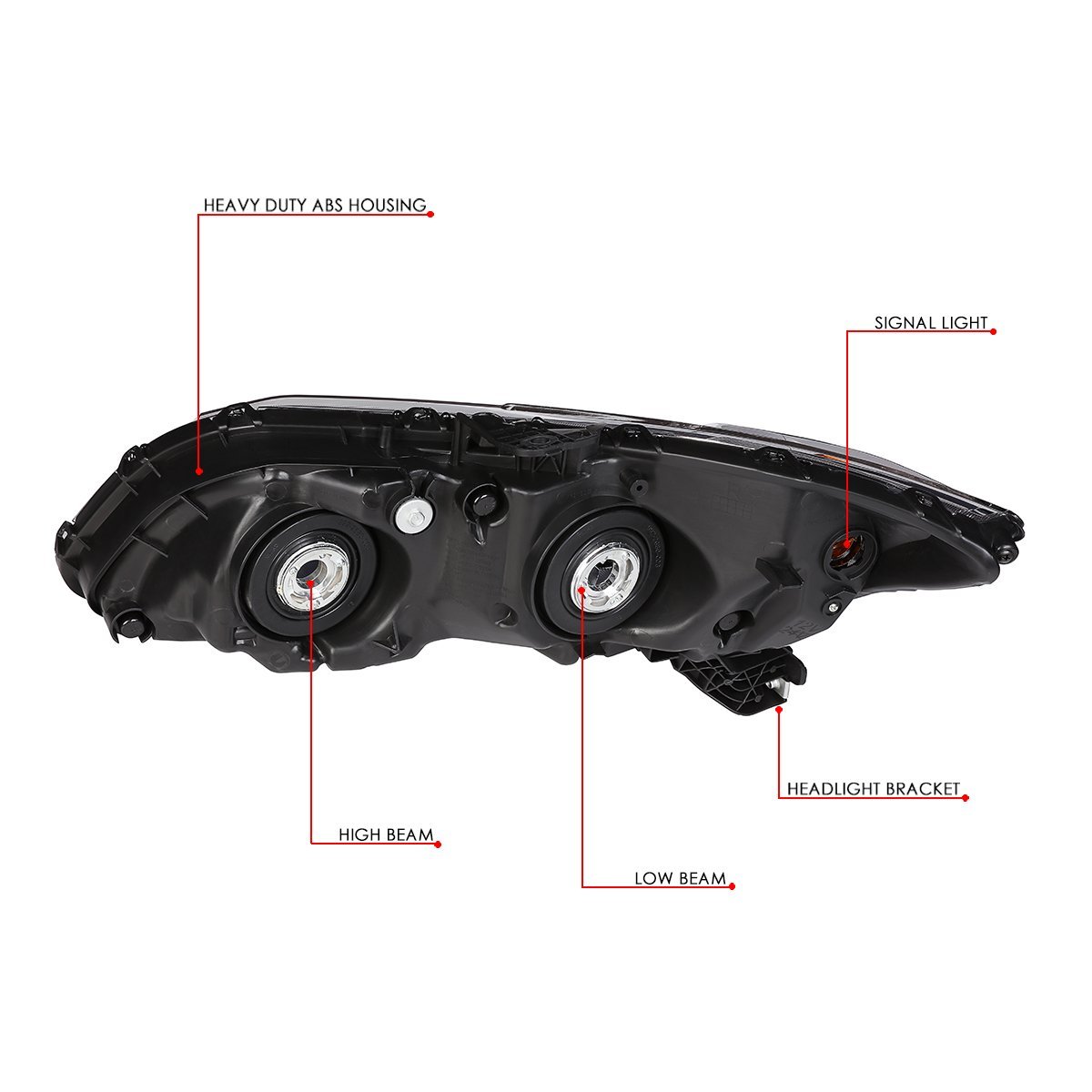 Auto Dynasty Headlights Assembly Bundle With Tool Kit For Honda Civic Sedan 12-15 Coupe 12-13 Driver And Passenger Side Black
