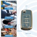 X Autohaux Silicone Smart Key Fob Case Cover For Volkswagen Tiguan 2010-2017 Shell Protector Keyless Blue