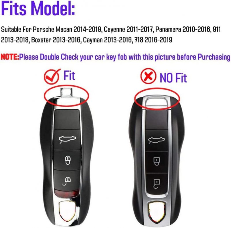 Leather Key Fob Cover And Keychain Case For Porsche Cayenne Panamera Macan 911 718 3 Button Smart Remote Red