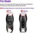 Leather Key Fob Cover And Keychain Case For Porsche Cayenne Panamera Macan 911 718 3 Button Smart Remote Red