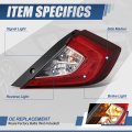 Auto Dynasty Rear Tail Lights Assembly For 2016-2021 Honda Civic Sedan With Reverse Brake Turn Signal Passenger Right Side