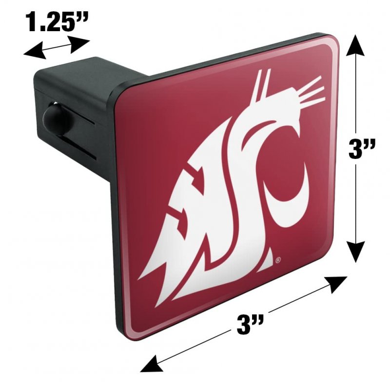 Washington State University Primary Logo Tow Trailer Hitch Cover Plug Insert For 1 25 In Receivers Black Abs Plastic With Uv